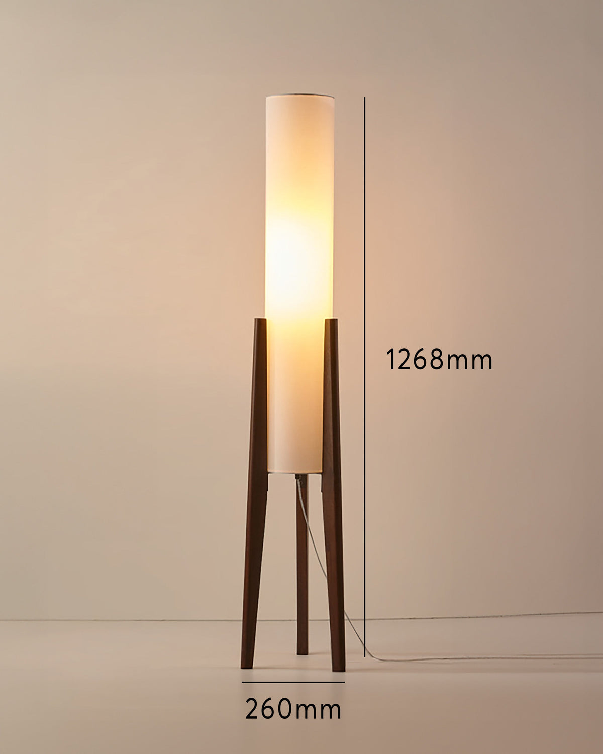 Stehlampe Walnussholz 127 cm | Stoffschirm mit Messingakzenten | Blendfreies LED-Licht für Wohnzimmer & Schlafzimmer 11