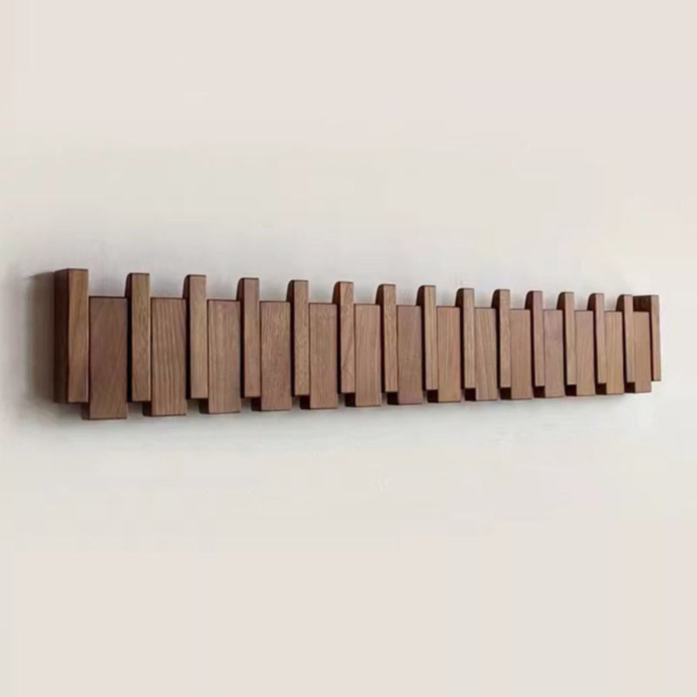 Klappbare Wandgarderobe aus Holz | Klavier-Design mit Klapphaken | Platzsparende Wandmontage für Flur, Büro & Schlafzimmer 1