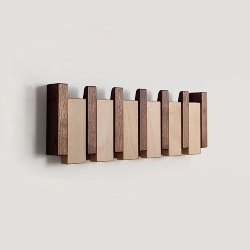 Klappbare Wandgarderobe aus Holz | Klavier-Design mit Klapphaken | Platzsparende Wandmontage für Flur, Büro & Schlafzimmer 2