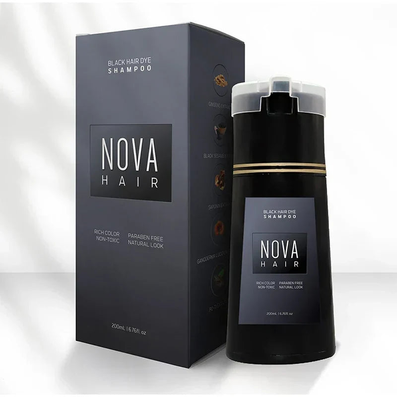 Farbshampoo gegen graues Haar 200 ml | Ohne Ammoniak, mit Ginseng & Ganoderma Extrakt | Deckt in 10 Minuten, hält bis 6 Wochen 1