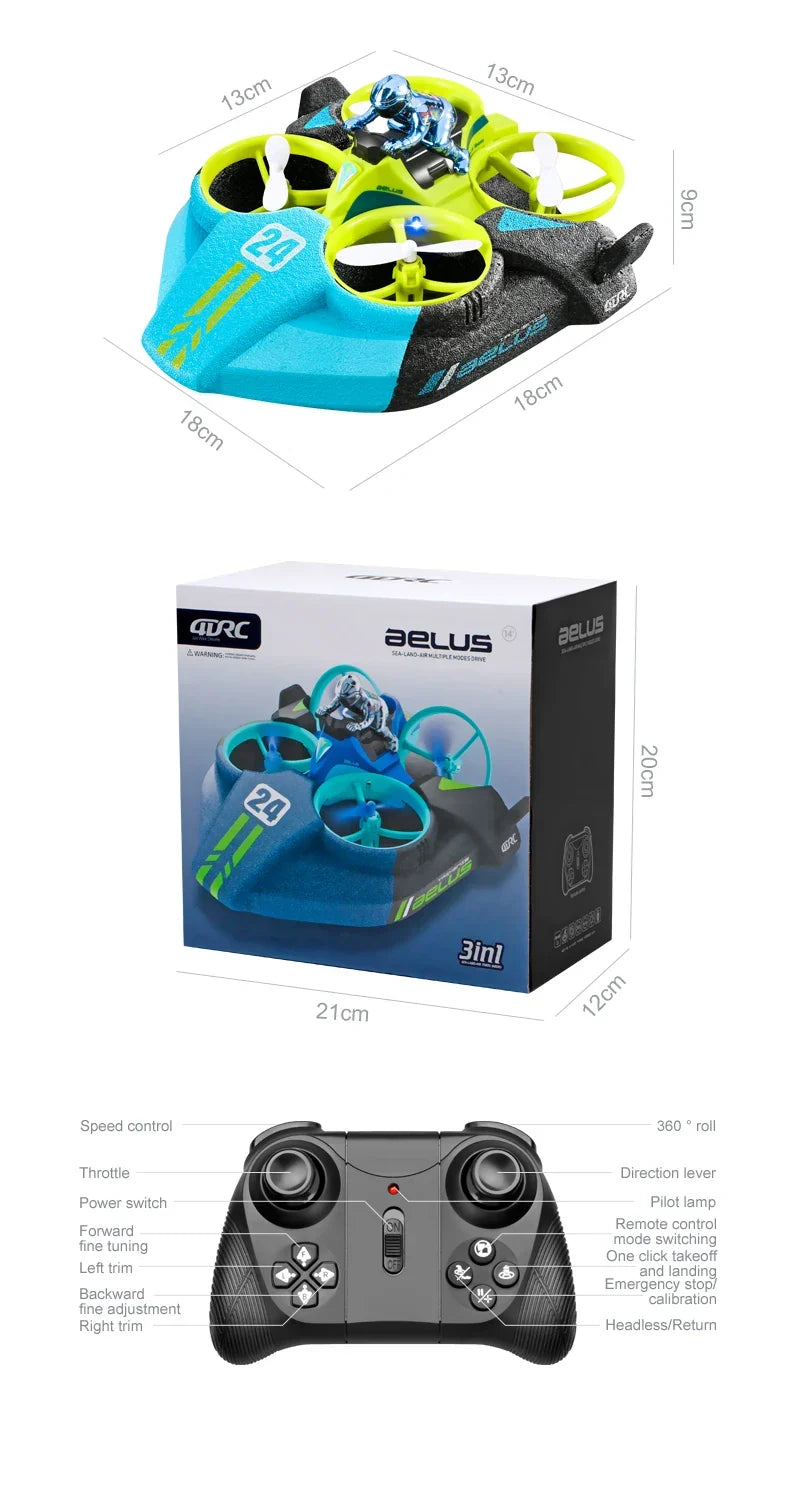 3-in-1 RC Drone Hovercraft Water Land Air Vehicle - Product detail 17