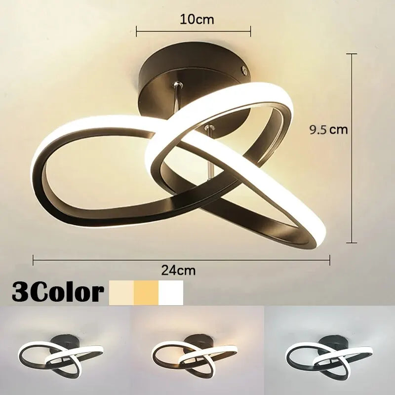 LED-Deckenleuchte Aluminium, geometrisches Ring-Design | Schwarz oder Weiss, dimmbar | 3 Lichtfarben, 20 W, flache Bauweise 6