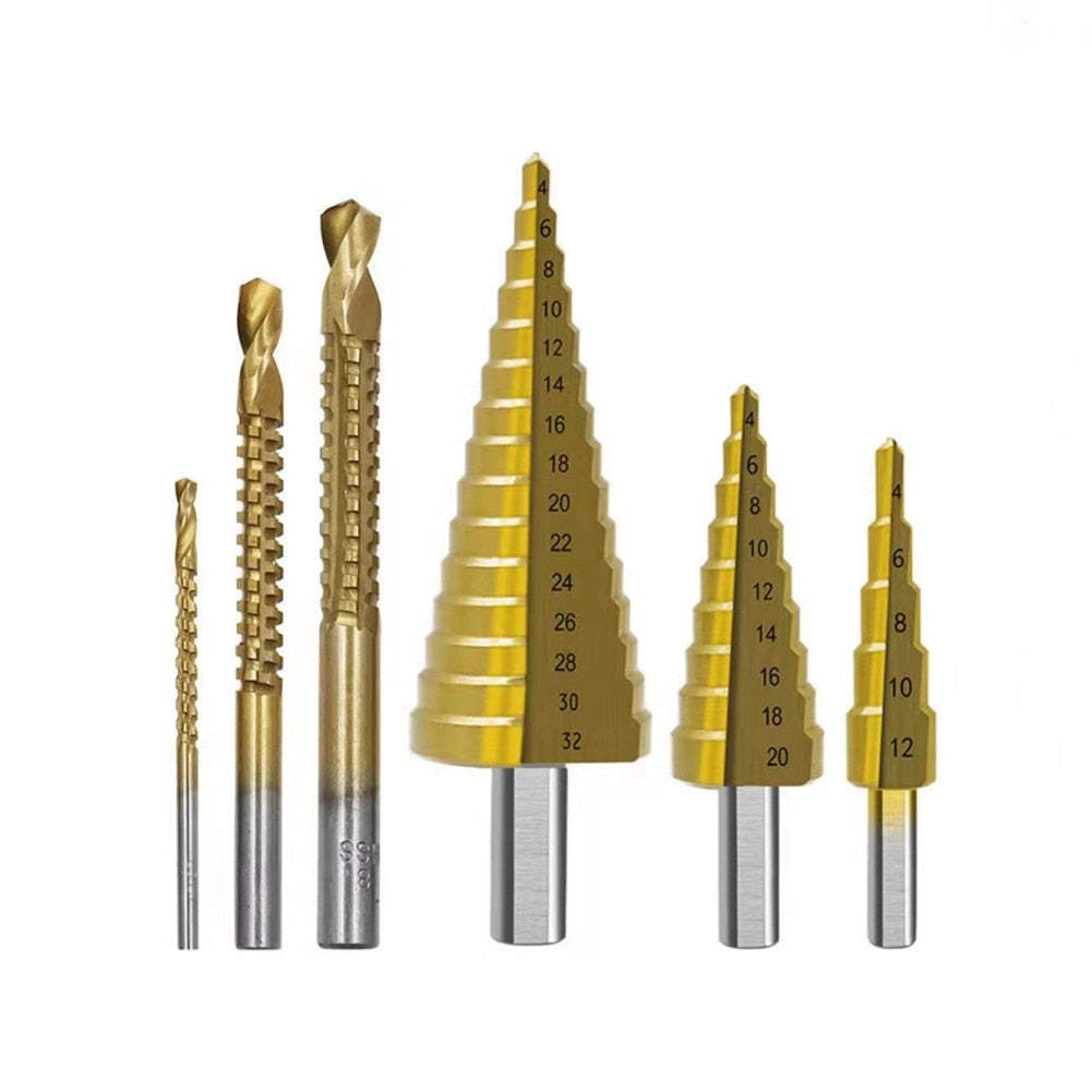 6-teiliges Titanbohrer-Set für Herren | Spiral- und Pyramidenbohrer für Metall, Holz und Kupfer | Mit Aufbewahrungsbox 4