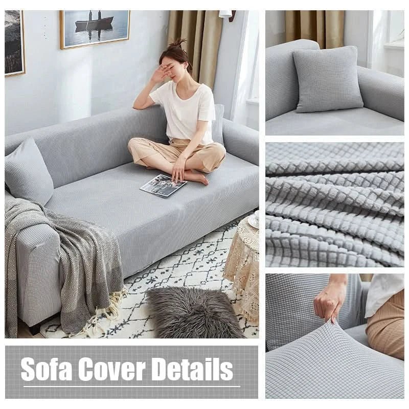 Sofabezug aus gerippten Jacquard-Stoff | Rutschfeste Rückseite für sicheren Halt | Maschinenwaschbarer Schutz für Sofas 7