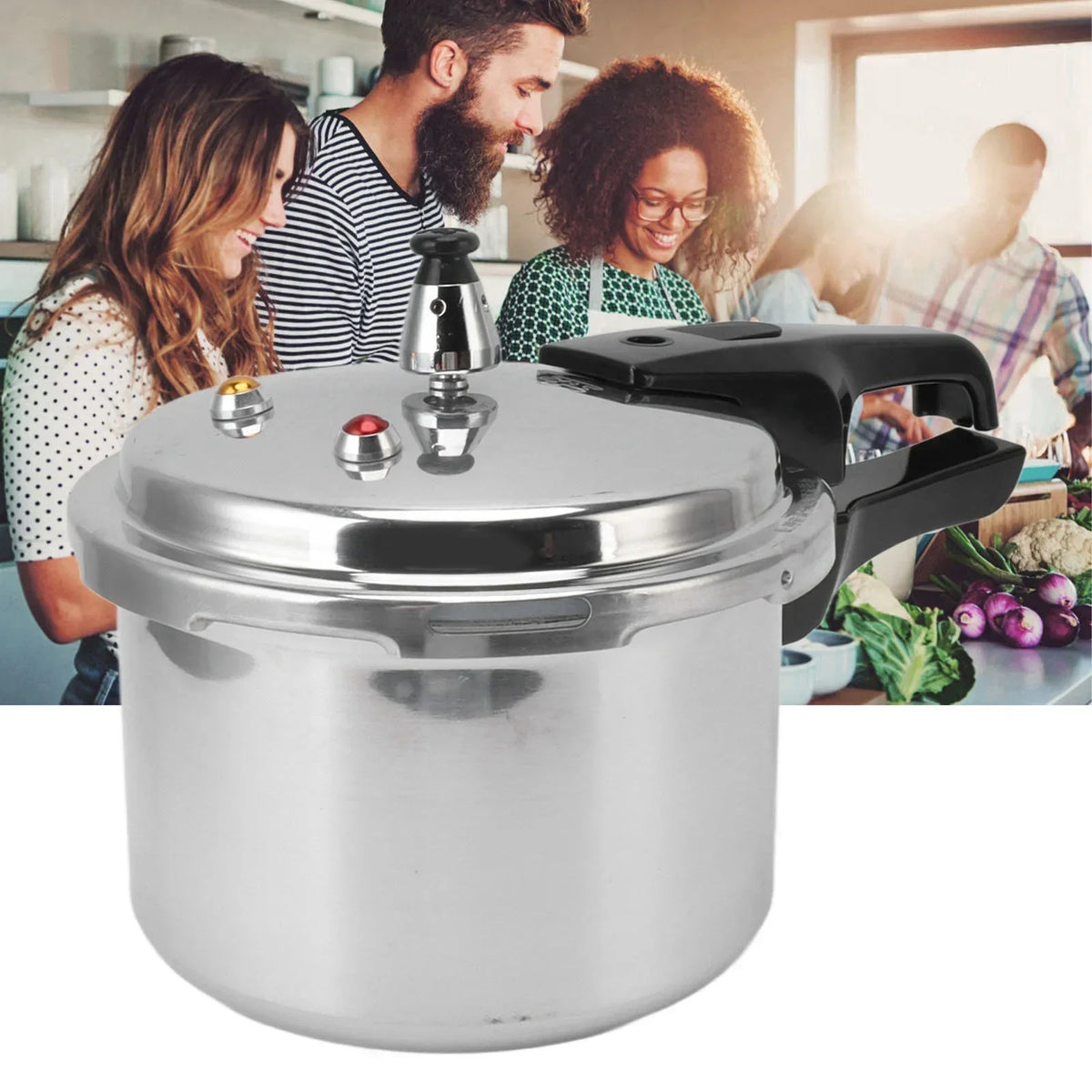 Schnellkochtopf 3L Aluminiumlegierung | Für Gasherd geeignet, Deckelverschluss | Schnelles und sicheres Kochen für den Alltag 2