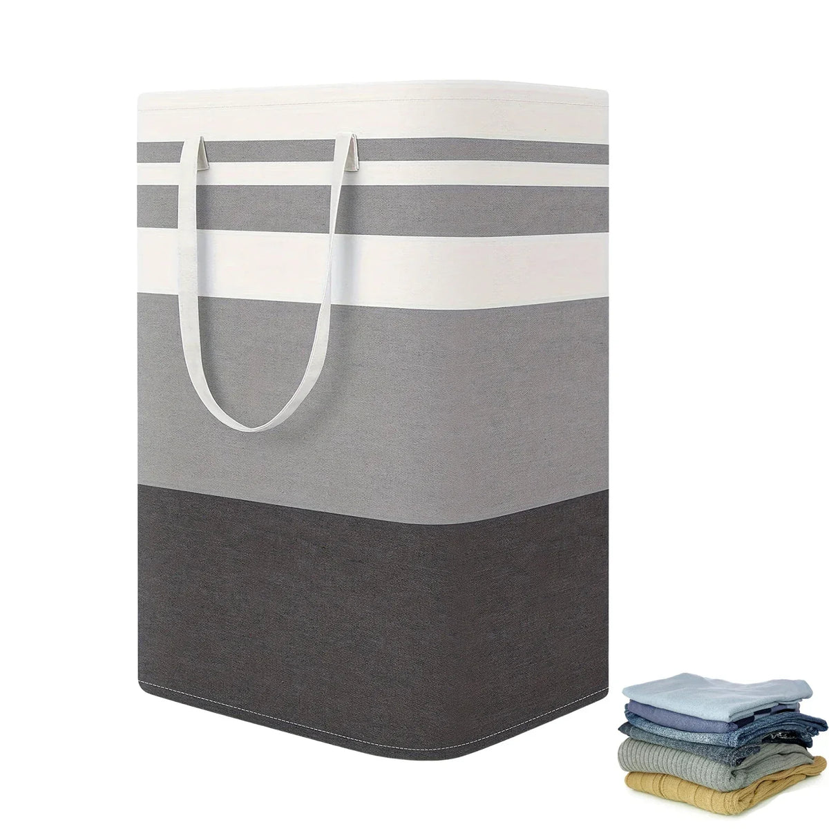 Wäschekorb faltbar 75L mit Griffen | Strapazierfähiges Polyester | Platzsparend verstaubar für Wäsche, Decken & Spielzeug 1