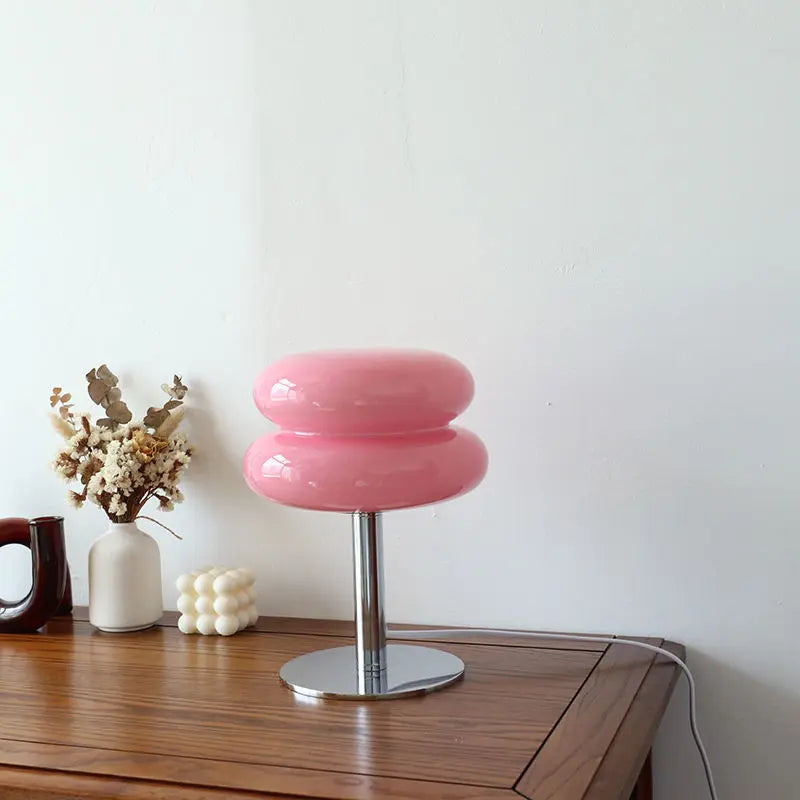 Tischlampe mit Glasschirm | Retro-Design, 3 Dimmstufen, USB-Ladeanschluss | Stabiler Metallfuss für gleichmässiges Licht 2