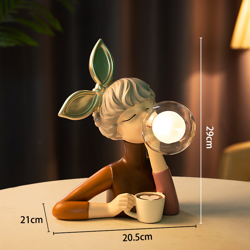 Harz-Tischlampe mit Glasschirm | LED-Licht, USB-Anschluss, Knopfschalter | Deko-Leuchte für Wohnzimmer und Nachttisch 6