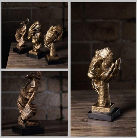 Abstrakte Skulptur Gold aus Resin | Skandinavisches Design, mattes oder glänzendes Finish | Blickfang für Regal und Schreibtisch 3