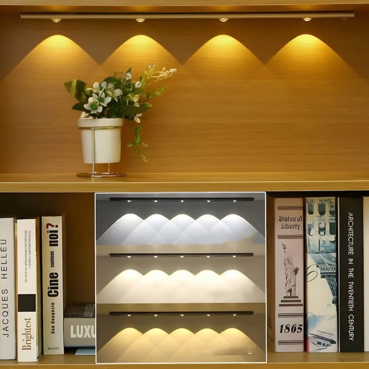 LED-Wandleuchte mit Bewegungssensor, 20/40 cm | 3-Stufen dimmbar | Kabellos, akkubetrieben, 2 Monate Leuchtdauer 4
