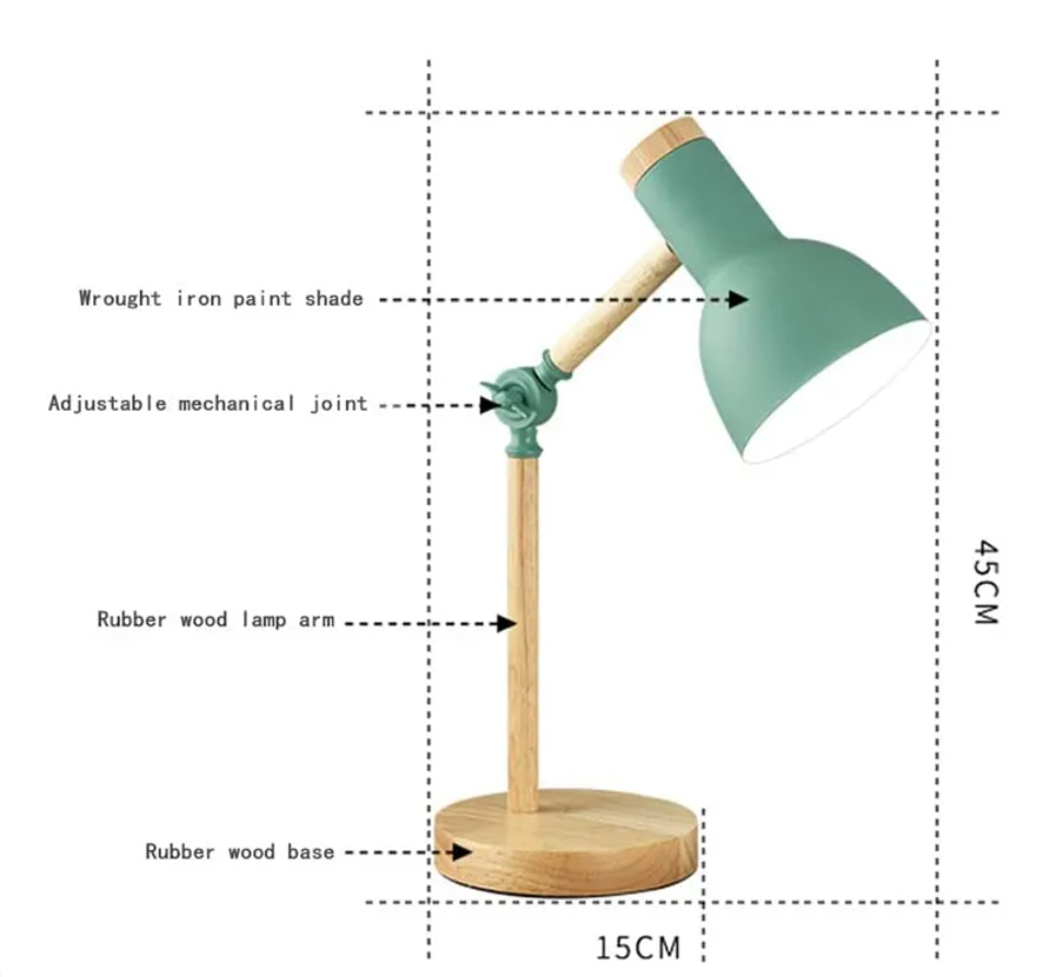 Kindertischlampe aus Holz und Metall | Höhenverstellbar und Klappbar | Skandinavisches Design für Kinderzimmer und Schreibtisch 8