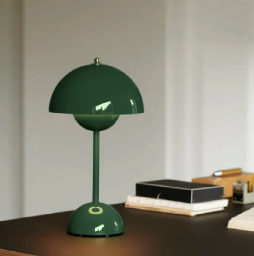 LED Tischlampe kabellos | Retro-Schirmdesign mit Touch-Dimmer und 3 Helligkeitsstufen | Akkubetrieben, warmweißes Licht 3000K 7