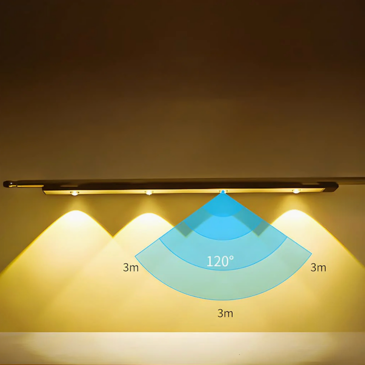 LED-Wandleuchte mit Bewegungssensor, 20/40 cm | 3-Stufen dimmbar | Kabellos, akkubetrieben, 2 Monate Leuchtdauer 7