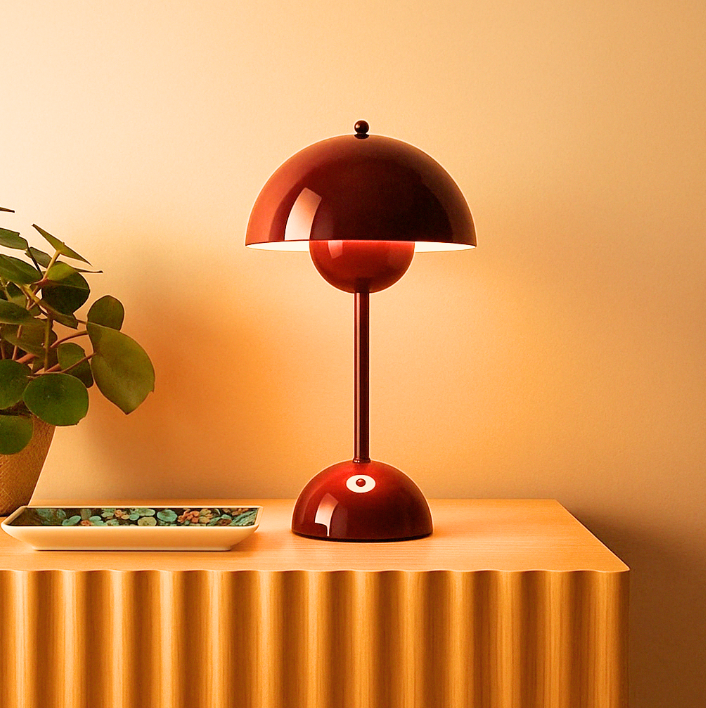 LED Tischlampe kabellos | Retro-Schirmdesign mit Touch-Dimmer und 3 Helligkeitsstufen | Akkubetrieben, warmweißes Licht 3000K 2