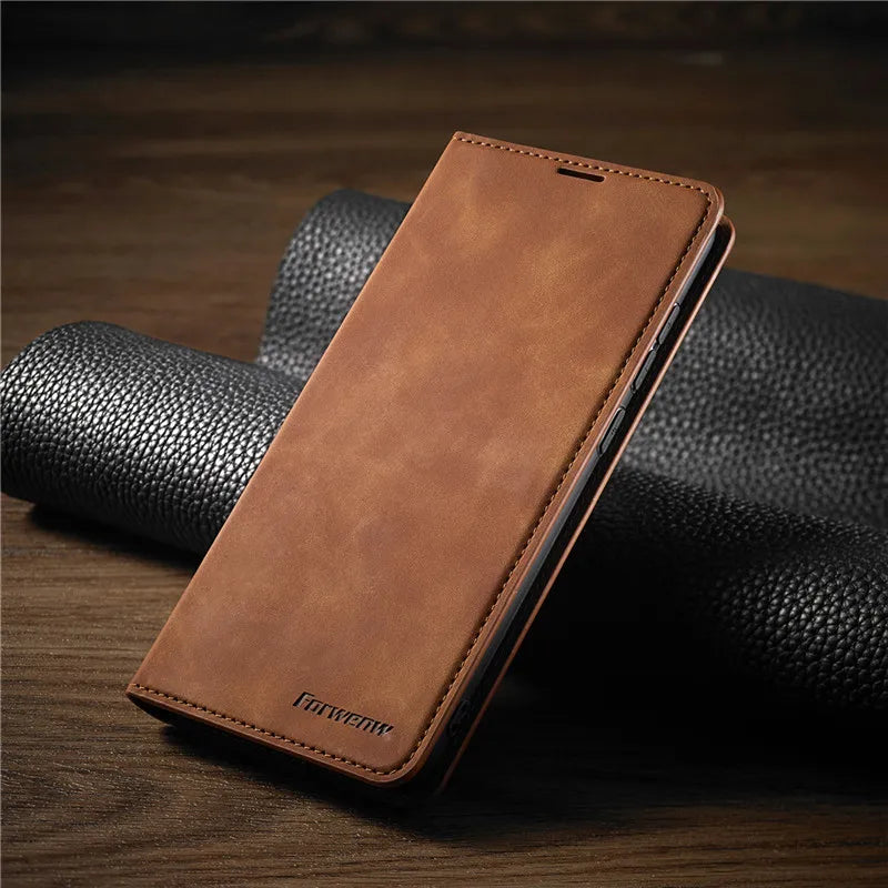 iPhone Leder-Wallet-Hülle | Magnetischer Kartenhalter für Karten und Ausweis | Schlanker Rundumschutz für Tasten und Kamera 5
