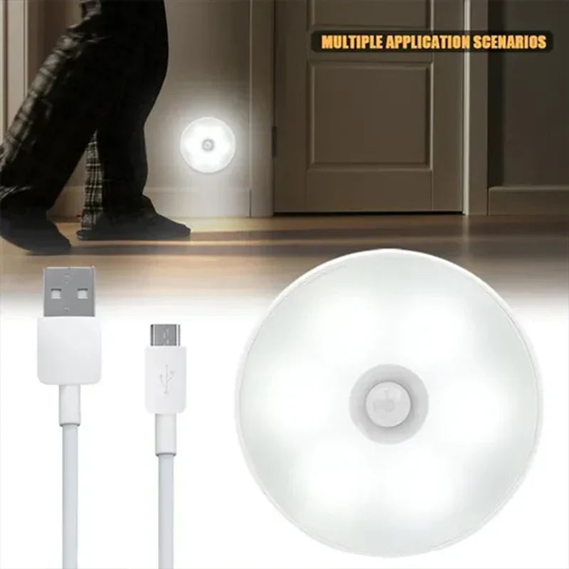 LED-Leuchte mit Bewegungssensor, ABS, 8,6 cm Durchmesser | Warmweiss | Kabellos mit USB-Ladeanschluss und Batteriebetrieb 8