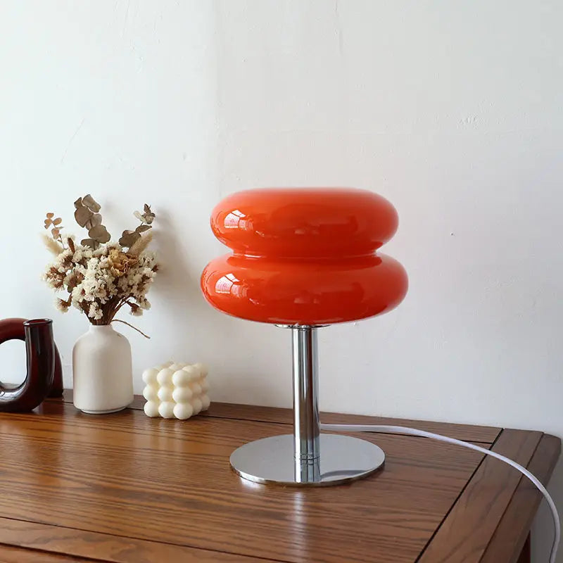 Tischlampe mit Glasschirm | Retro-Design, 3 Dimmstufen, USB-Ladeanschluss | Stabiler Metallfuss für gleichmässiges Licht 1