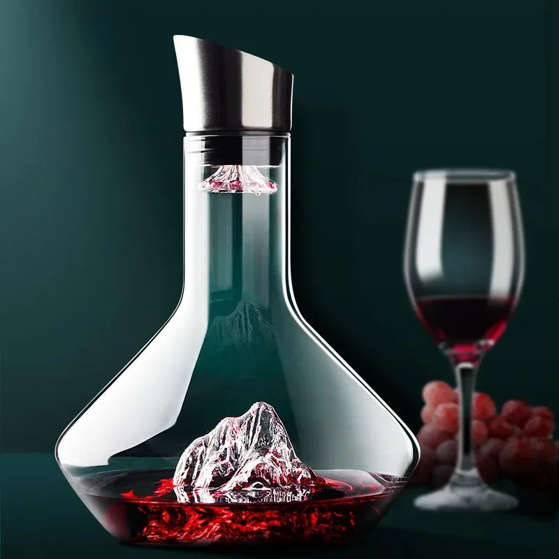 Kristall Weindekanter Bleifrei | Eisberg-Design mit 1500 ml Fassungsvermögen | Für Optimale Rotwein-Belüftung und Aroma 2