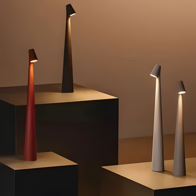 Akku Tischlampe Aluminium 35/45 cm | Touch-Dimmbar, 5 Farben | IP54 Spritzwasserschutz, 10 Std. Akkulaufzeit, USB-C 2