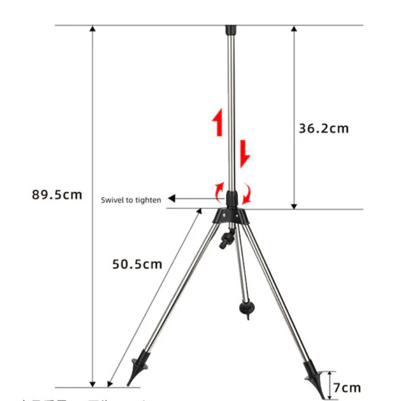 360-Grad-Gartensprinkler aus Metall & Kunststoff | Verstellbarer Sprühwinkel, Stativfuß | Für Rasen, Beete & Gärten 7