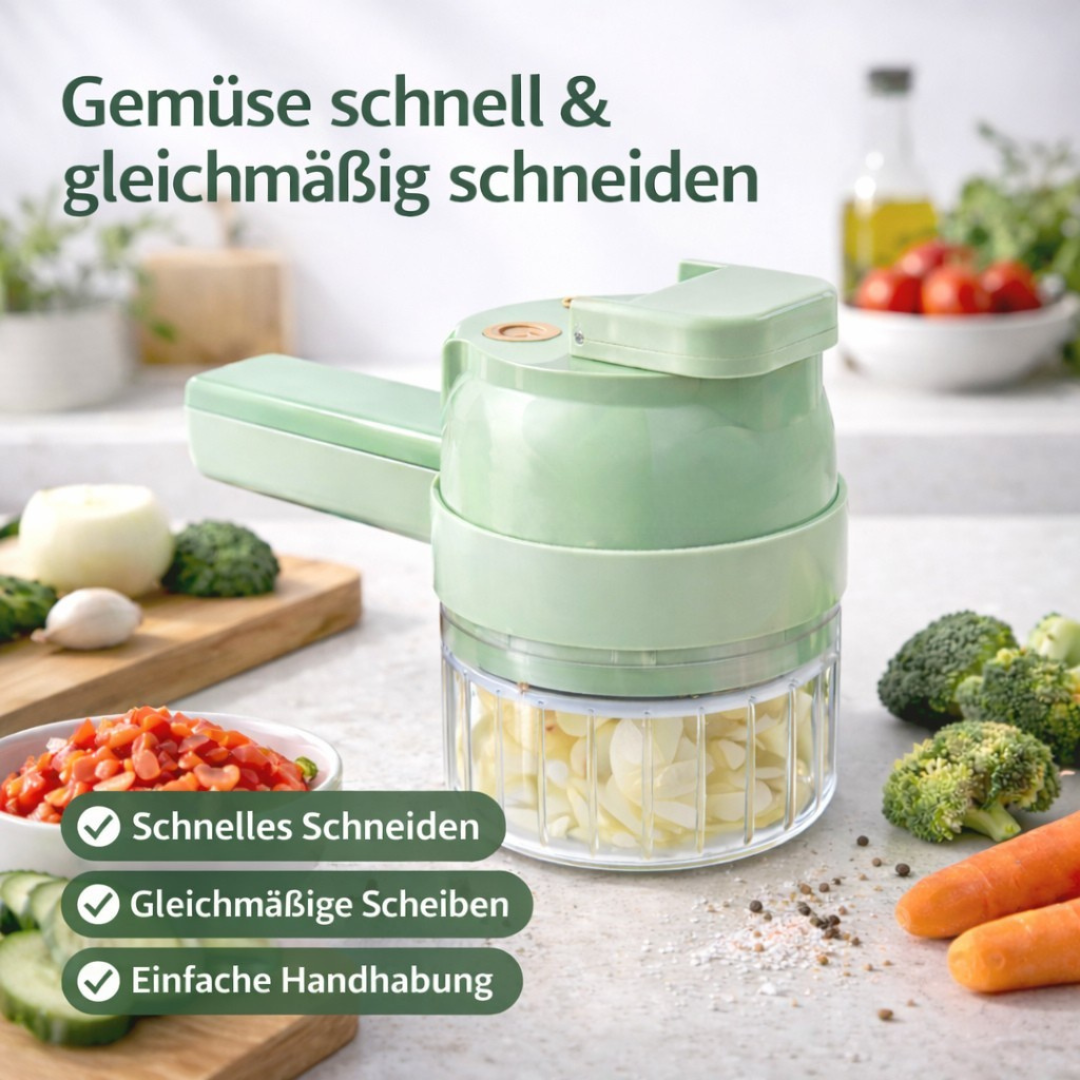 Elektrischer Zerkleinerer Edelstahl | 4-in-1 Kabellos: Hacken, Schneiden, Zerkleinern | Schnelle Gemüse- & Fleischzubereitung 2