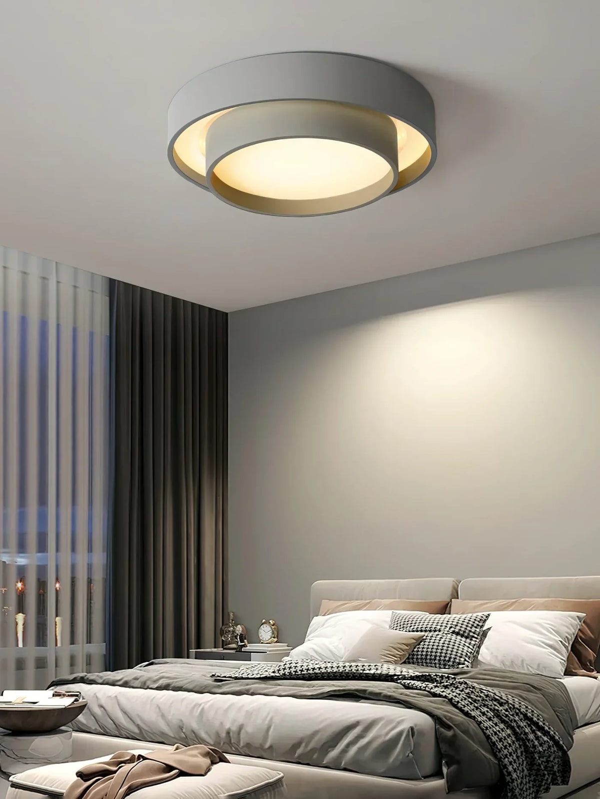 LED Deckenleuchte rund | Überlappende Rahmenstruktur, dimmbar per Fernbedienung | Energiesparend für Wohn- und Schlafzimmer 5