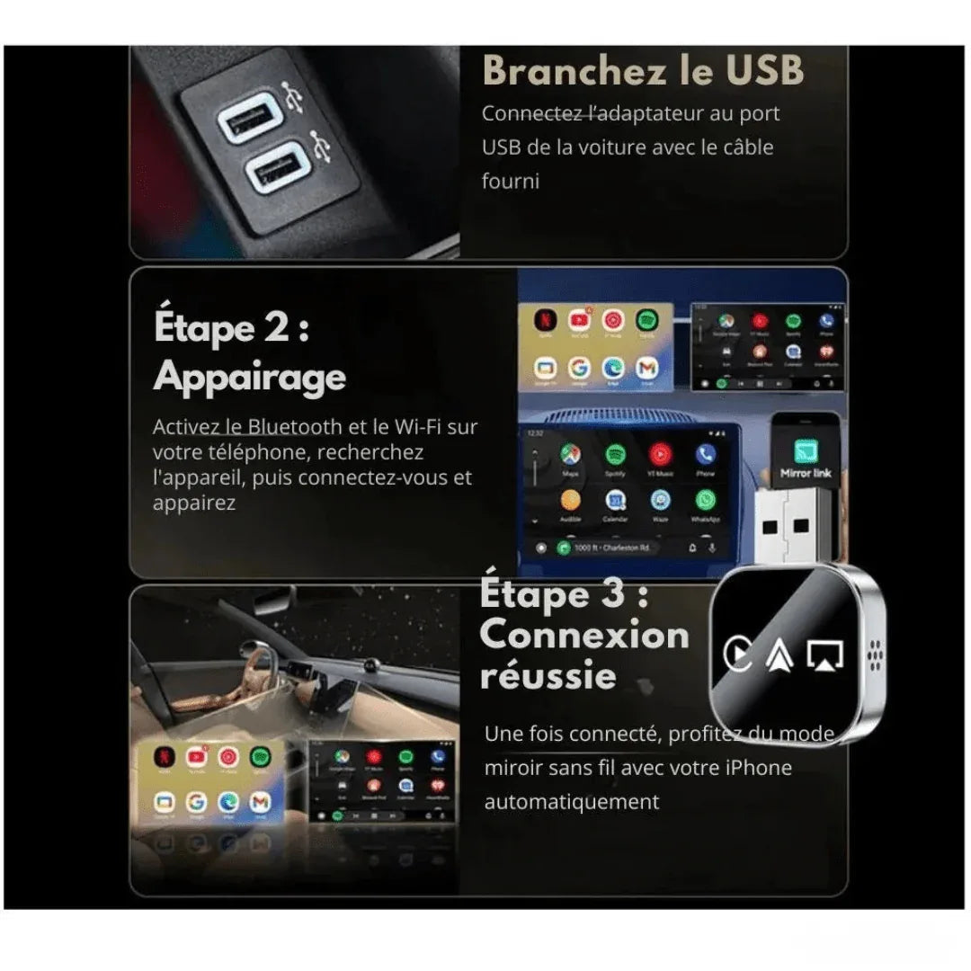 Adaptateur CarPlay et Android Auto sans fil | RONDOR - Rondor