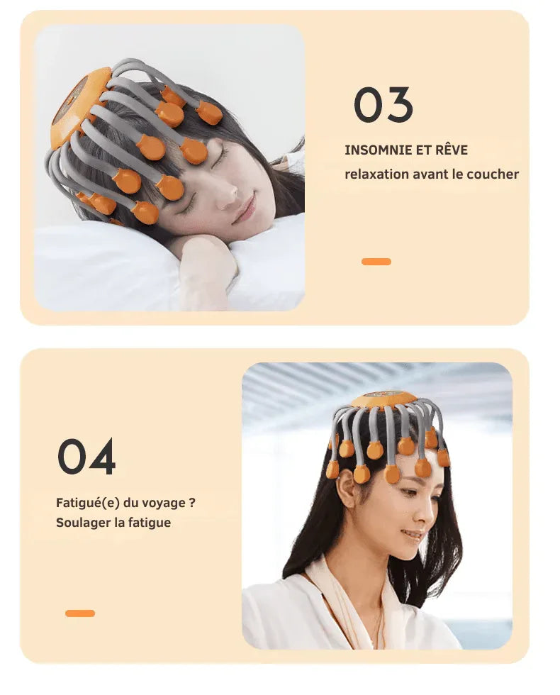 Appareil de Massage du Cuir Chevelu – Relaxation Instantanée, Lumière Rouge et Stimulation Capillaire - Rondor