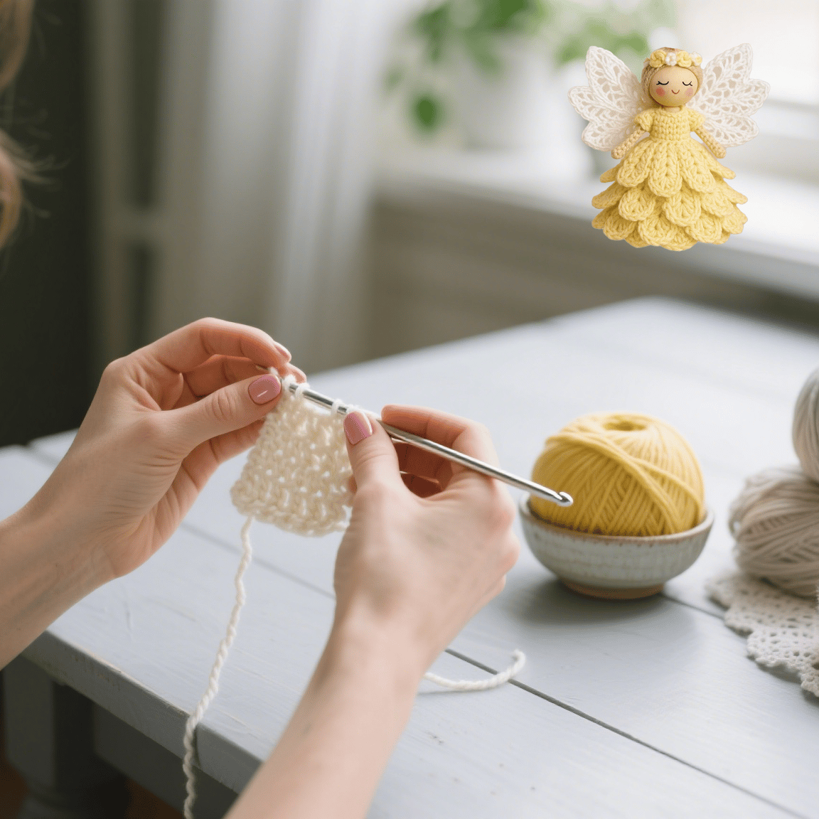 DIY Häkelset Engel-Ornament | 2er Set Garn inkl. Schritt-für-Schritt-Anleitung | Weiches Garn für Weihnachtsdeko und Geschenk 7