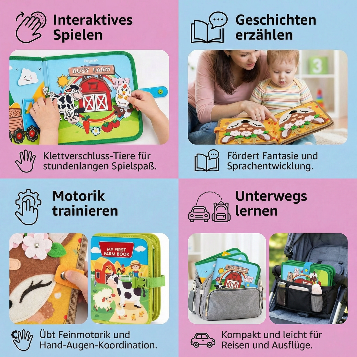 Montessori Lern- & Geschichtenbuch Set 3-teilig | Spielerisches Lernen & Erzählen | Fördert Konzentration bei Kindern 6