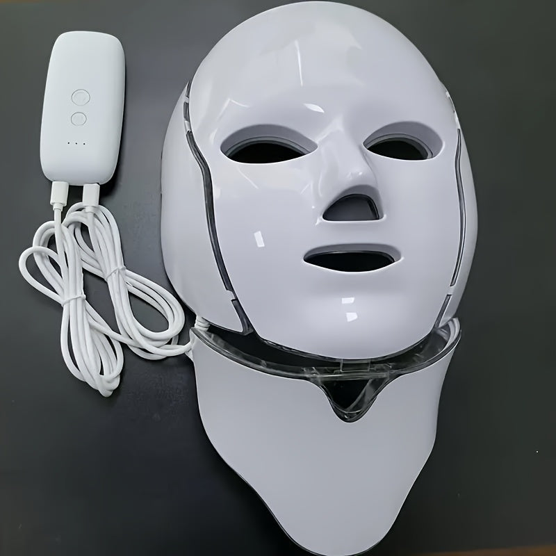 LED Gesichts- und Halsmaske für Damen | 7-Farben Lichttherapie, USB-wiederaufladbar | Reduziert Schwellungen & dunkle Ringe 1