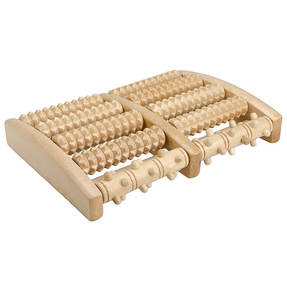 Fußmassagebrett aus Holz 27 x 19 x 4,5 cm | Naturholz-Design | Für Reflexzonenmassage und Entspannung müder Füße 2