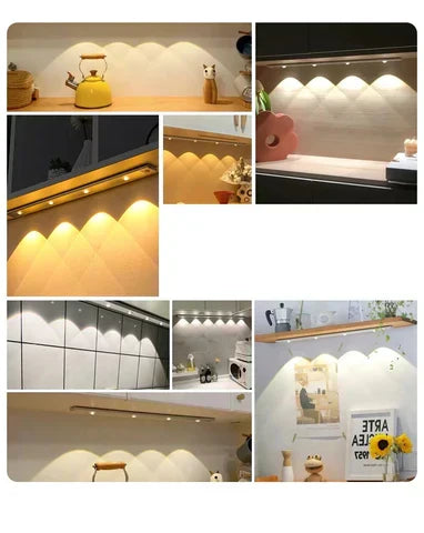 LED-Leuchte mit Bewegungssensor, 30 cm | Kabellos & Wiederaufladbar | Dimmbar, 3 Lichtfarben, USB-C, Silber/Schwarz 3