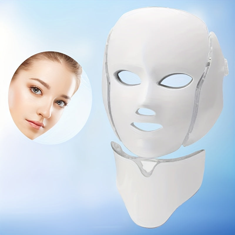 LED Gesichts- und Halsmaske für Damen | 7-Farben Lichttherapie, USB-wiederaufladbar | Reduziert Schwellungen & dunkle Ringe 7