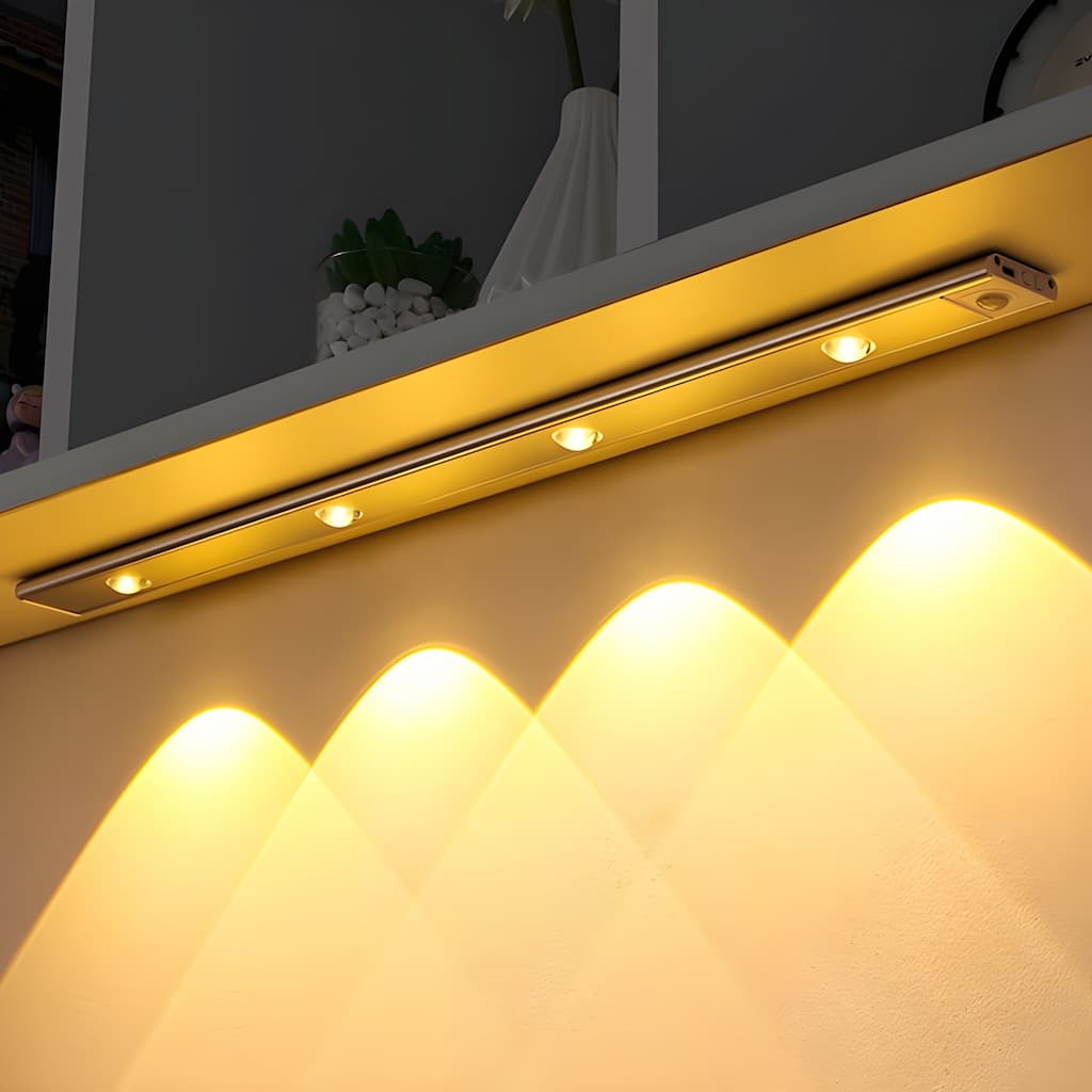 LED-Leuchte mit Bewegungssensor, 30 cm | Kabellos & Wiederaufladbar | Dimmbar, 3 Lichtfarben, USB-C, Silber/Schwarz 12