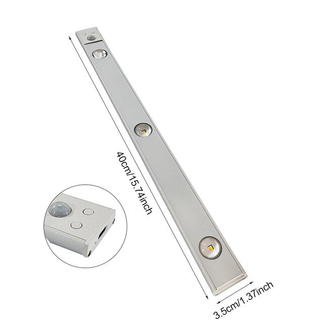 LED-Leuchte mit Bewegungssensor, 30 cm | Kabellos & Wiederaufladbar | Dimmbar, 3 Lichtfarben, USB-C, Silber/Schwarz 10