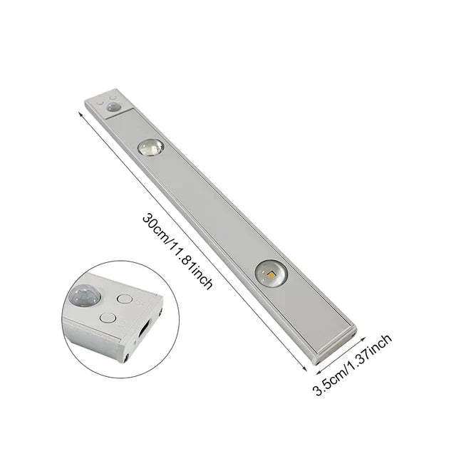 LED-Leuchte mit Bewegungssensor, 30 cm | Kabellos & Wiederaufladbar | Dimmbar, 3 Lichtfarben, USB-C, Silber/Schwarz 9
