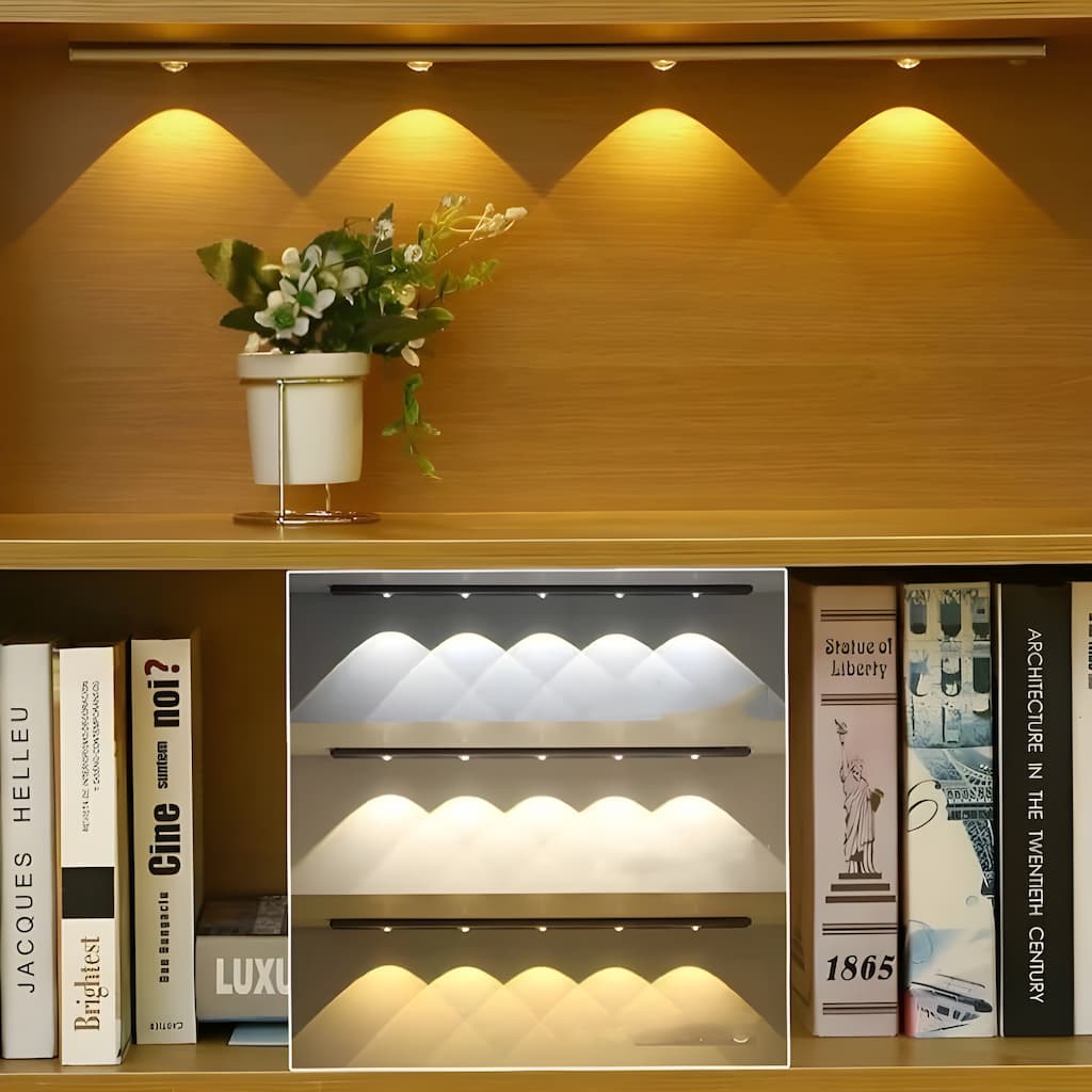 LED-Leuchte mit Bewegungssensor, 30 cm | Kabellos & Wiederaufladbar | Dimmbar, 3 Lichtfarben, USB-C, Silber/Schwarz 4