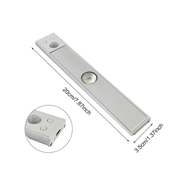 LED-Leuchte mit Bewegungssensor, 30 cm | Kabellos & Wiederaufladbar | Dimmbar, 3 Lichtfarben, USB-C, Silber/Schwarz 8