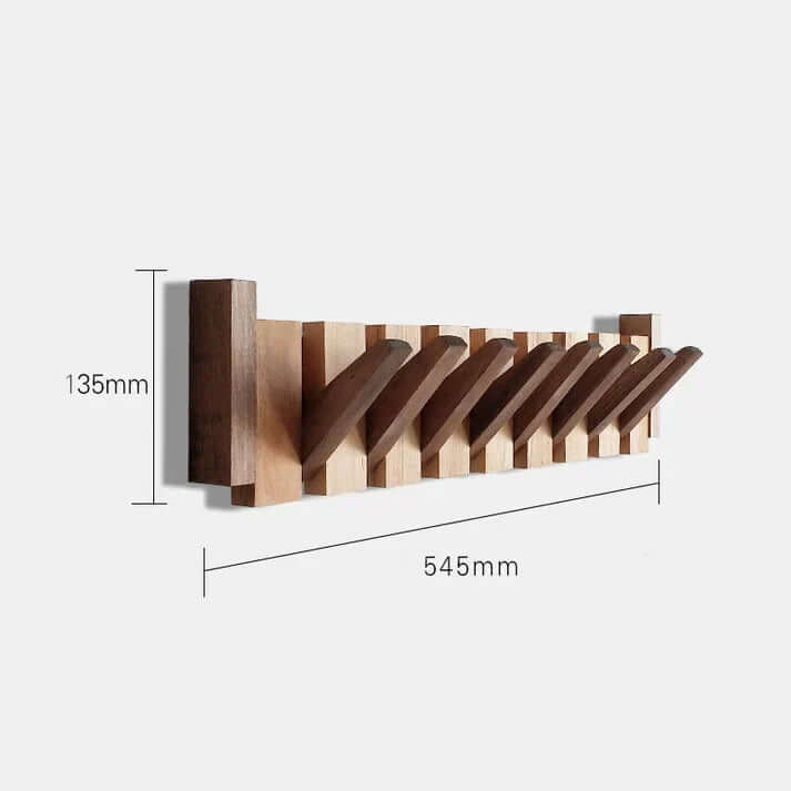 Garderobenleiste Holz, 8 Klapphaken | Klavierdesign, Nussbaum & Buche | Platzsparende Magnethaken für die Diele 12