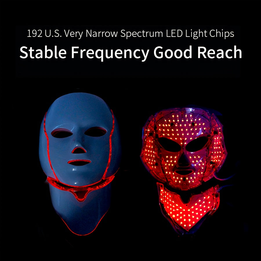 LED Gesichts- und Halsmaske für Damen | 7-Farben Lichttherapie, USB-wiederaufladbar | Reduziert Schwellungen & dunkle Ringe 2