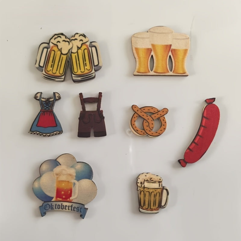 Holzfiguren-Deko Oktoberfest | 50 Stück gemischte Motive Bierkrug, Brezel, Dirndl | Holz Streudeko, Tischkonfetti & Bastelset 1