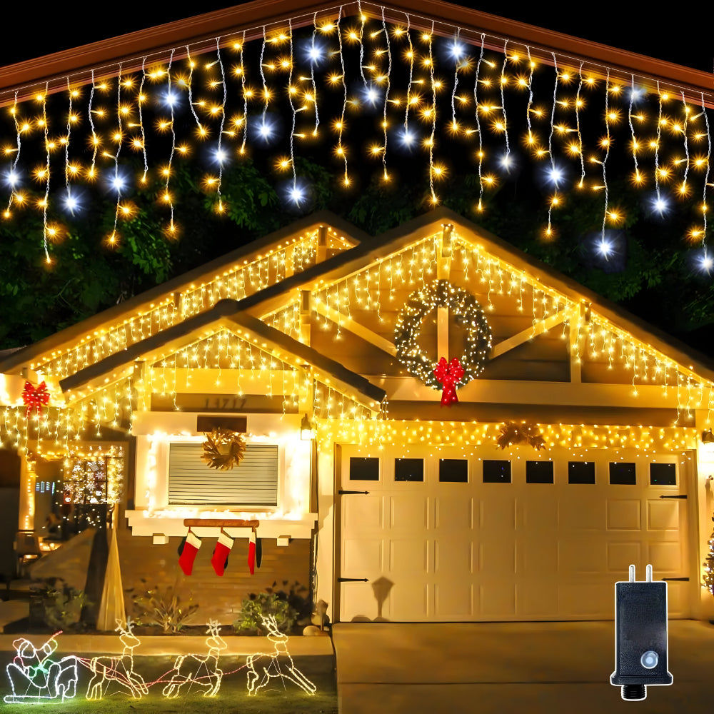 LED Lichtervorhang Außen Wasserdicht Warmweiß | 4M bis 32M Breite, 0,6M Höhe | Weihnachtsdeko für Balkon, Garten & Fassade 1