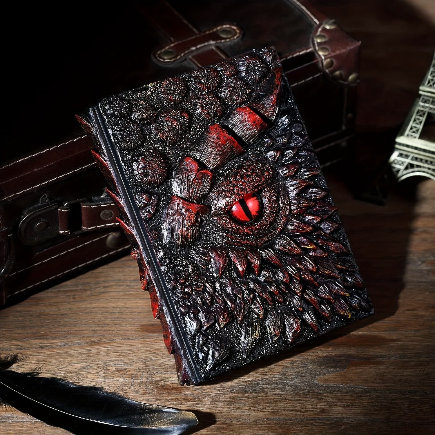 DragonBook™ – Handgefertigtes, geprägtes Harz-Tagebuch mit graviertem Einband