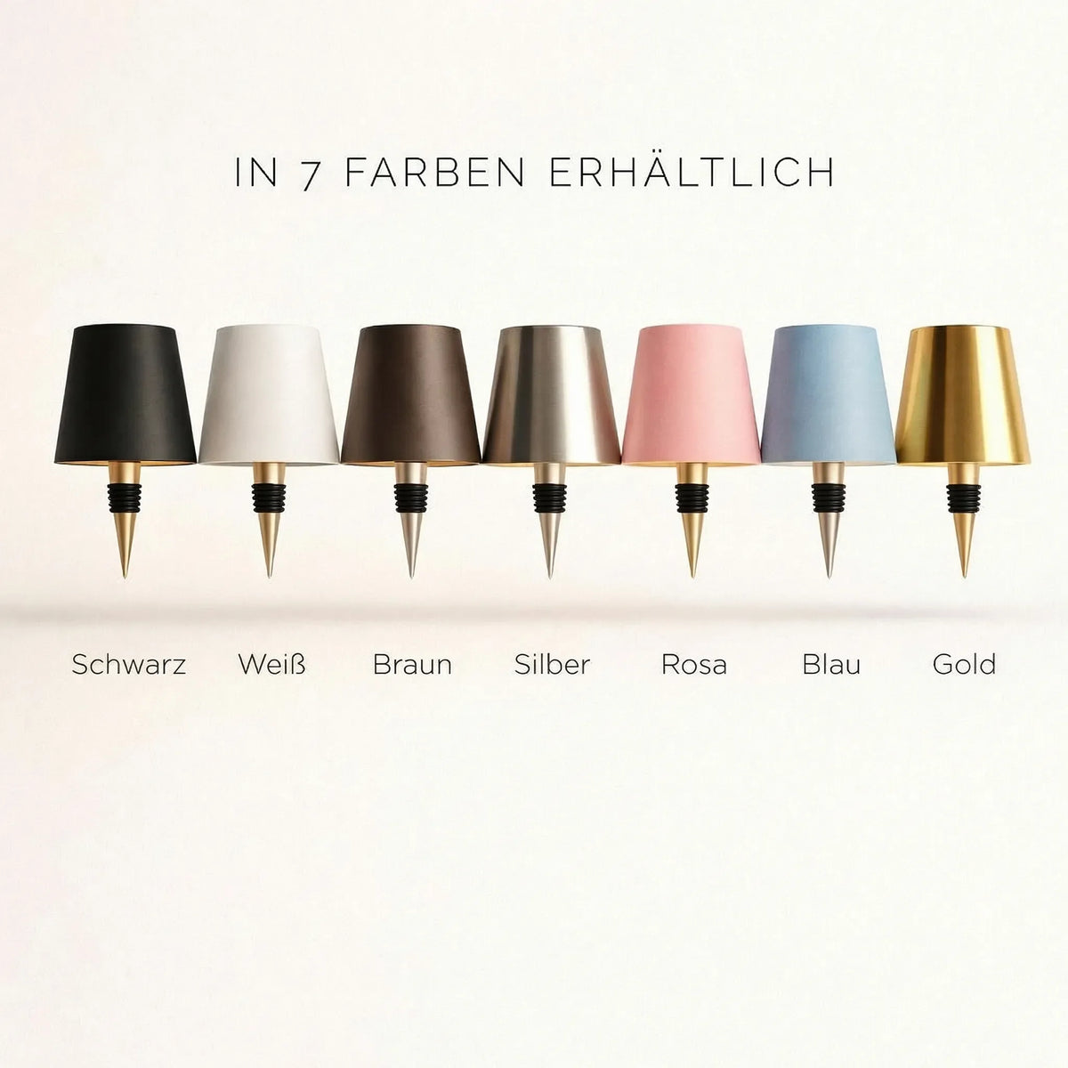 LED Flaschenaufsatz aus Kunststoff | Kabellos, USB-C wiederaufladbar, dimmbares Warmweiß | Für Flaschen und Karaffen 3