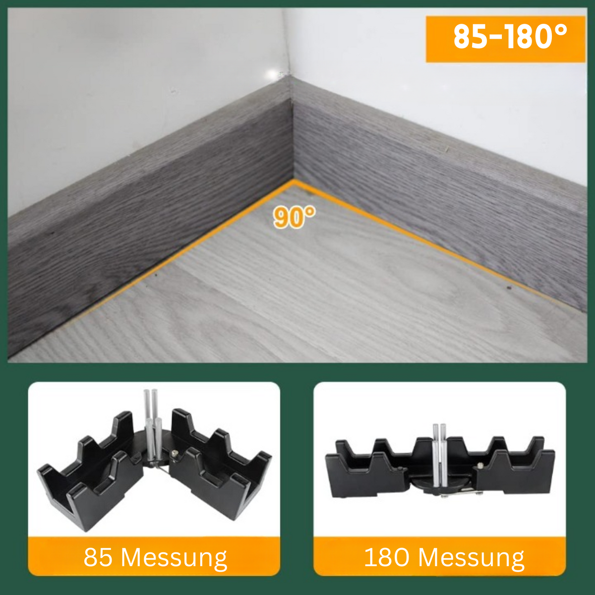 Gehrungswinkel-Messgerät aus ABS, PC und Edelstahl | 2-in-1 Winkelmesser bis 180° | Präzise Schnitte für Sockelleisten und Rahmen 5