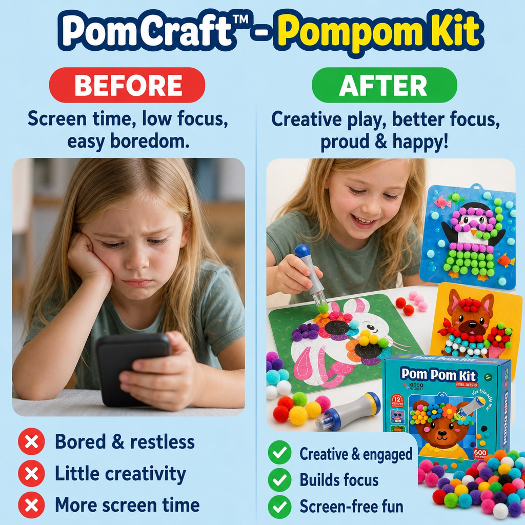 Pompon-Bastelset 600 Stück | Bunte Farbmischung, verschiedene Größen | Fördert Kreativität und Feinmotorik bei Kindern 5