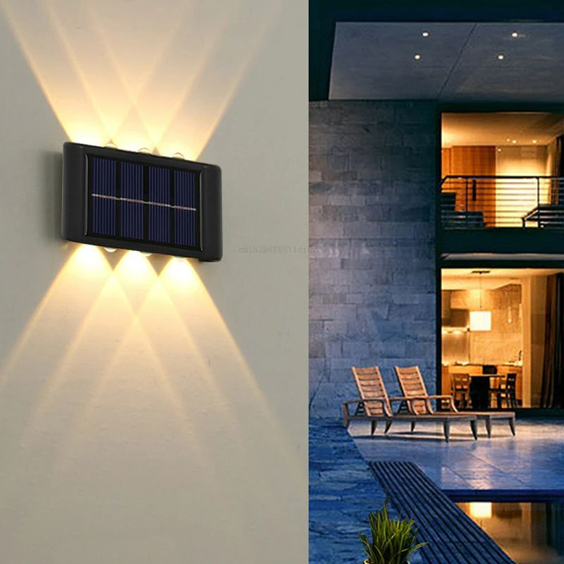 Solar LED Wandleuchte Kunststoff | Auf- und Abwärtsbeleuchtung mit 4 LEDs | Wetterfest IP65, bis zu 8 Stunden Leuchtzeit 1