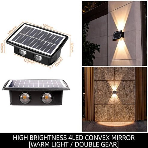 Solar LED Wandleuchte Kunststoff | Auf- und Abwärtsbeleuchtung mit 4 LEDs | Wetterfest IP65, bis zu 8 Stunden Leuchtzeit 5