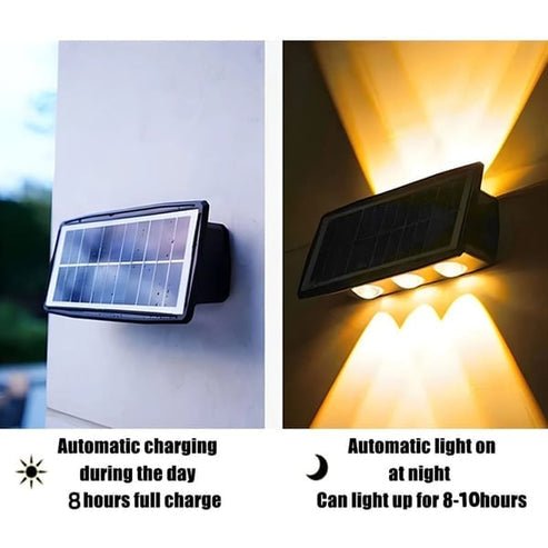 Solar LED Wandleuchte Kunststoff | Auf- und Abwärtsbeleuchtung mit 4 LEDs | Wetterfest IP65, bis zu 8 Stunden Leuchtzeit 3